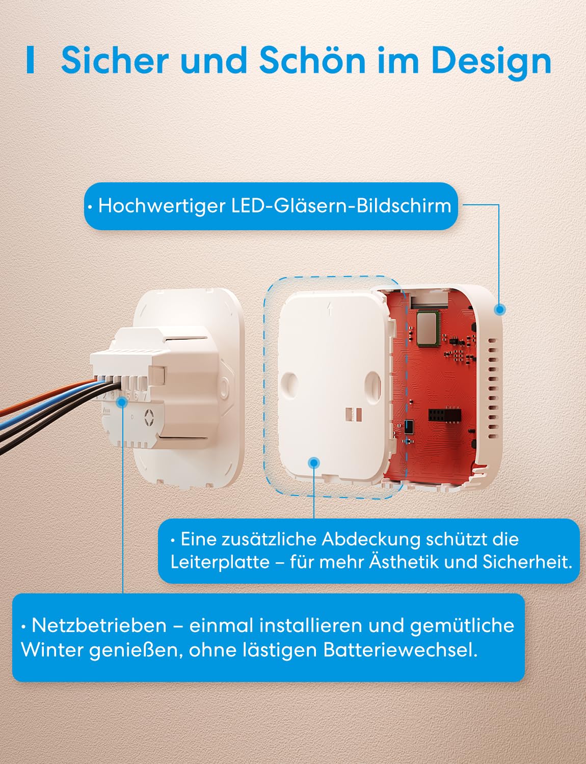 Meross Thermostat Matter Heizungsthermostat Heizung Smart Digital WLAN Raumthermostat für Fußbodenheizung & Boiler, Intelligente Wandthermostat kompatibel mit Alexa, Siri & Google, Home Assistant