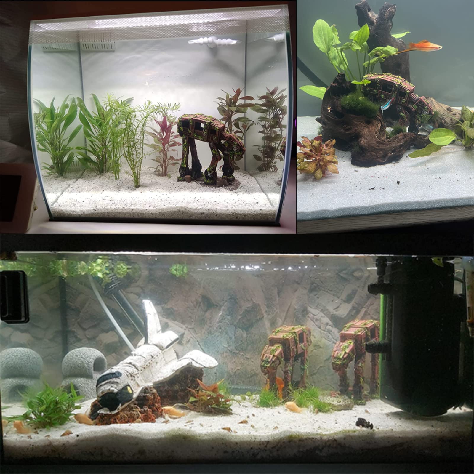 Decorazione per acquario in resina, a forma di robot, nascondiglio sottomarino creativo per pesci, decorazione per acquario