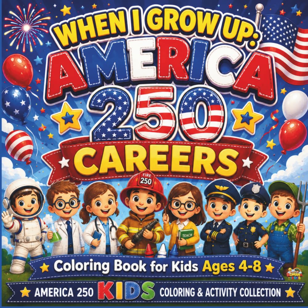 When I Grow Up: America 250 Careers Coloring Book for Kids Ages 4-8: Fun Career-Themed Coloring Pages Featuring Future American Heroes, Community ... 250 Kids Coloring & Activity Collection)