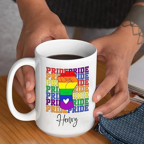 Miniatura 3 de Tazas de orgullo personalizadas, taza de café LGBT del orgullo arcoíris, regalo del mes del orgullo, taza con nombre personalizado para lesbianas
