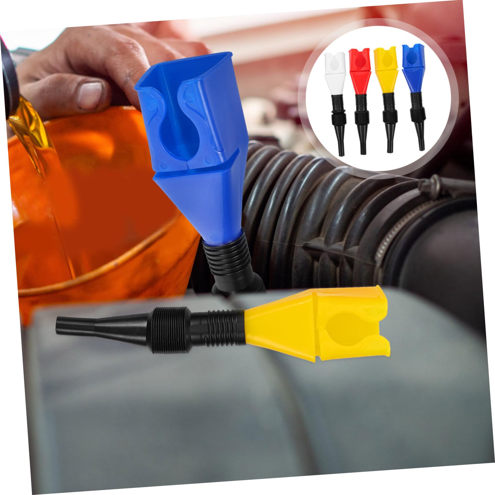 4 Juegos Embudo De Relleno Drenar Bandeja De Drenaje De Aceite Bomba De Combustible De Calidad Motor Tanque Embudo De Combustible De Coche El Plastico 8 Piezas X 4
