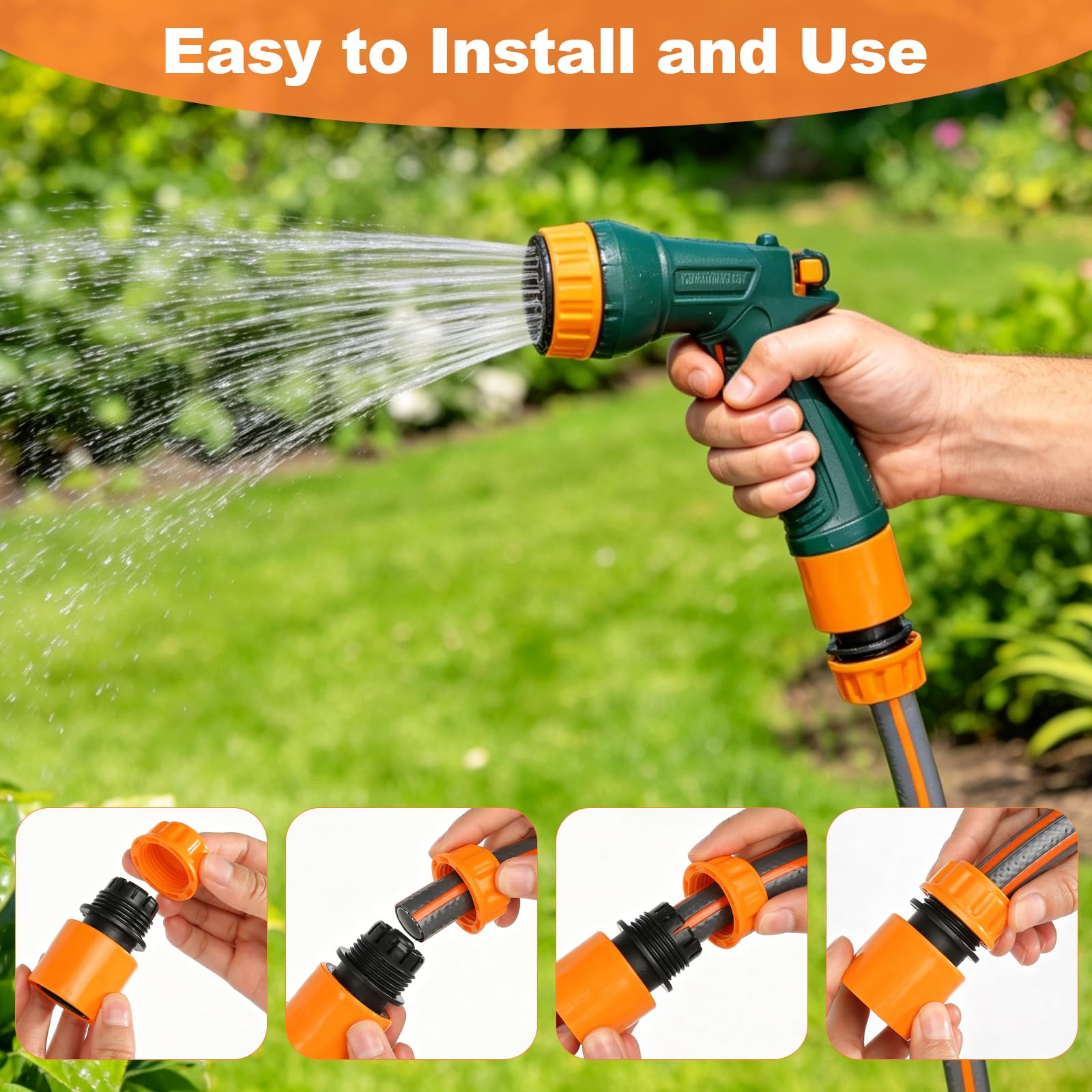 20-teiliges Gartenschlauch-Verbinderset 1/2 Zoll – Schnellkupplungen, Doppelstecker, Hahnverbinder, Für Wasserhähne Mit Gewinde, Korrosionsbeständig