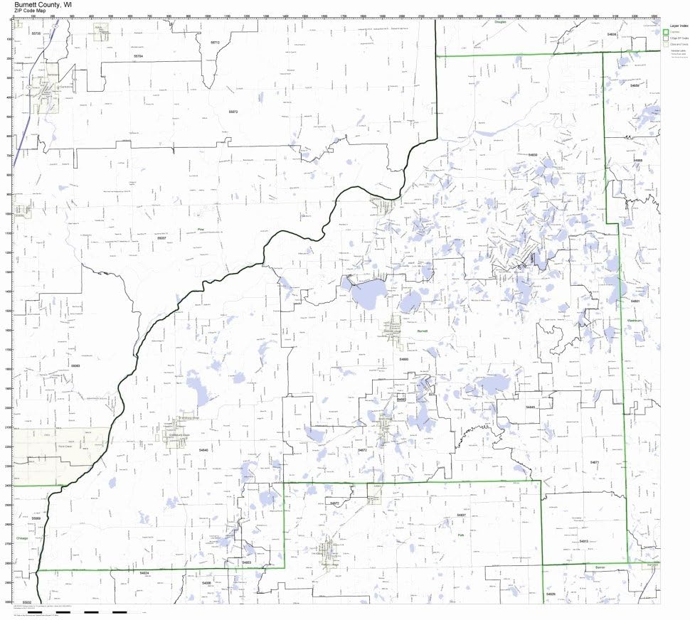 County, Wisconsin WI ZIP Code Map Not Laminated Office Products
