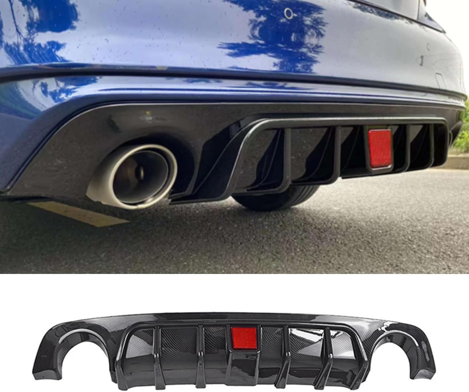 Rear Diffuser Compatible with 2018-2023 Infiniti Q50 Bumper Lip Spoiler Splitter Kit with LED Brake Light, Carbon Fiber 18-23/Carbon Fiber with LED Light 2018-2023