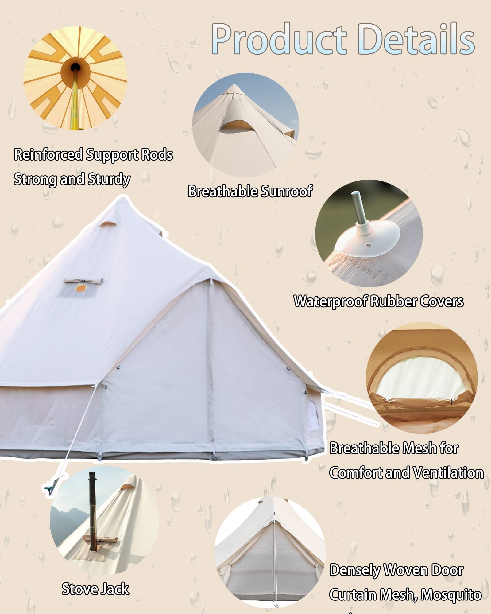 Amazon.com : Kanggogo Canvas Tent Bell Tent Yurt with Stove Jack