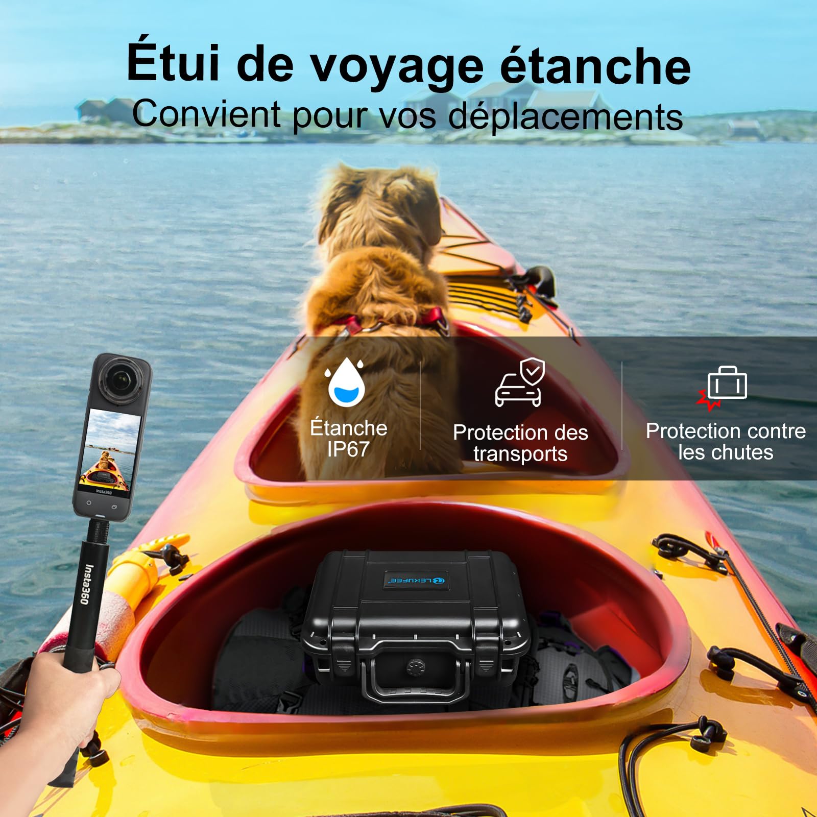 Étui de Transport Rigide Étanche LEKUFEE pour Insta360 X5, X4 Air, X4/X3 Caméra d'Action et Accessoires