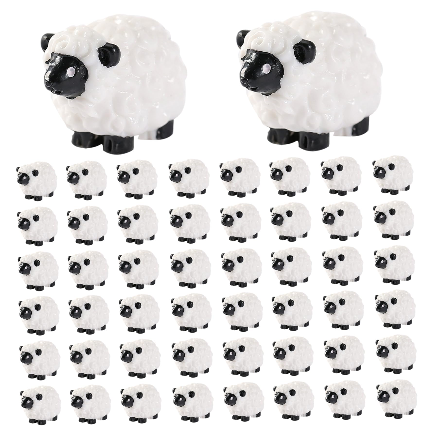 Faroby Assorted Color 50Pcs Mini Sheep Figurines, Mini Sheep Resin Animals, Little Animal Lamb For Garden Lawn Micro Landscape Potted Decoration