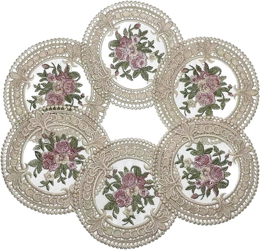Vintage Lace Ironing Coaster Embroidery Craft Bowl Coffee(E)