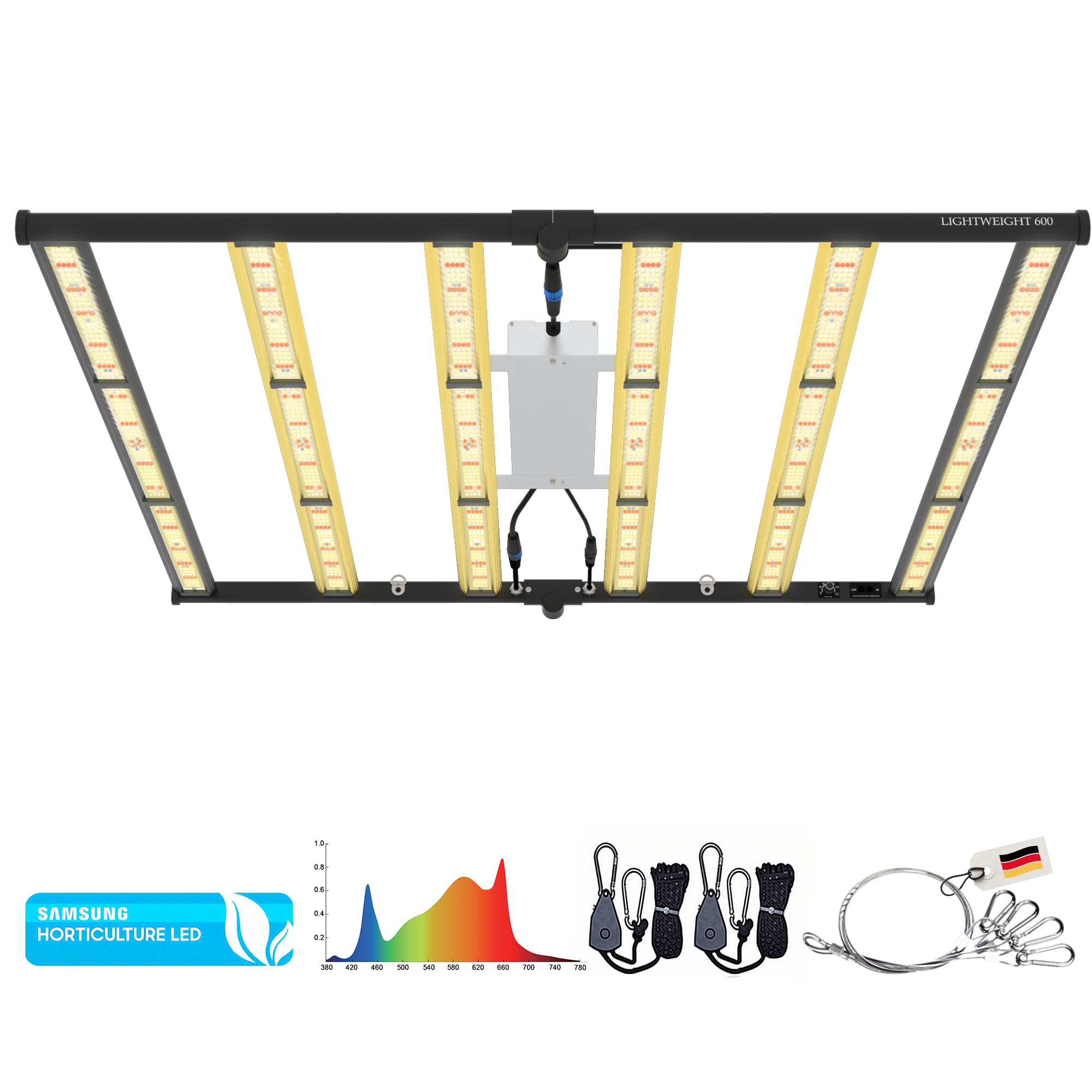 THE GROW 600 Watt Vollspektrum LED (mit UV- und Infrarotlicht) mit 2720 Dioden, leistungsstarke Pflanzenlampe, Dimmbar, Daisy-Chain Funktion, optimal für Growzelt / 2,9 umol/J