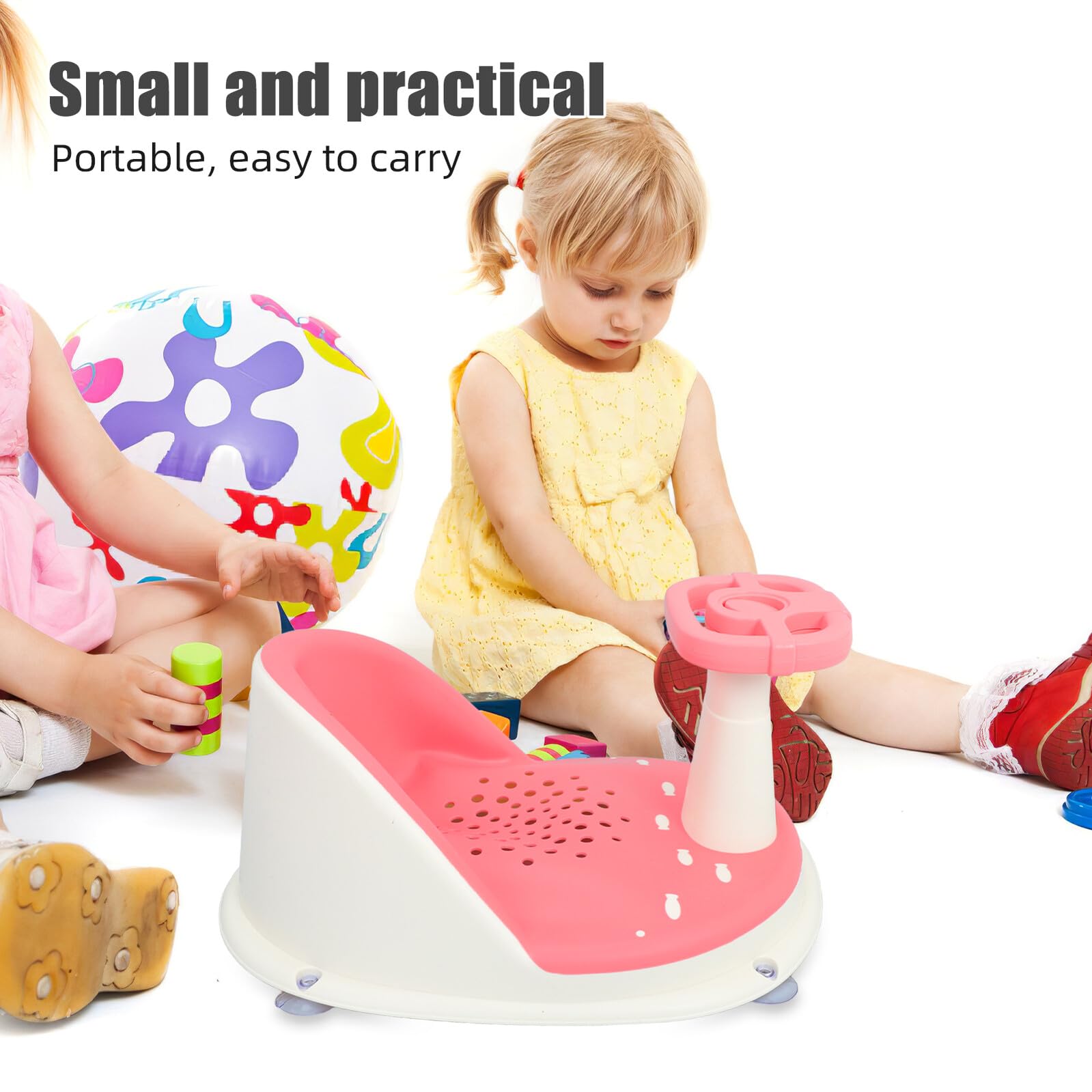 Toyvian Badewannen Sitz für Junge Mädchen Rutschfester Badewannensitz Babybadewannensitz mit Saugnapf Verstellbarer Sitz für Kleinkindbadewanne Schnelles Ablaufsystem für Hygiene Faltbar U