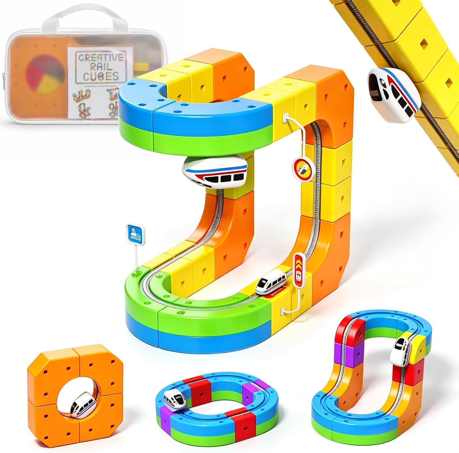 Electric Train Set for Kids, 28PCS 3D Racing Track Toy,Portable Travel Train Toy with Travel Bag, STEM Toy for Boys and Girls Ages 3 4 5 6 7 8 Years Old