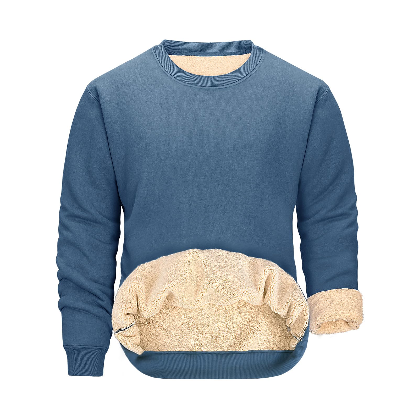 Svanco Felpa in Pile Invernale Uomo Felpa Termica Senza Cappuccio Maglia Collo Rotondo Pesante Pullover Caldo da Lavoro Casual
