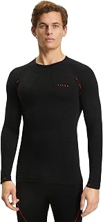 FALKE Men's Wool-Tech Longsleeved Sports Functional Shirt Merino Thermal Underwear Black Grey Navy Blue Breathable Quick Dry Warm For Cold To Very Cold Outdoor Temperatures 1 Piece