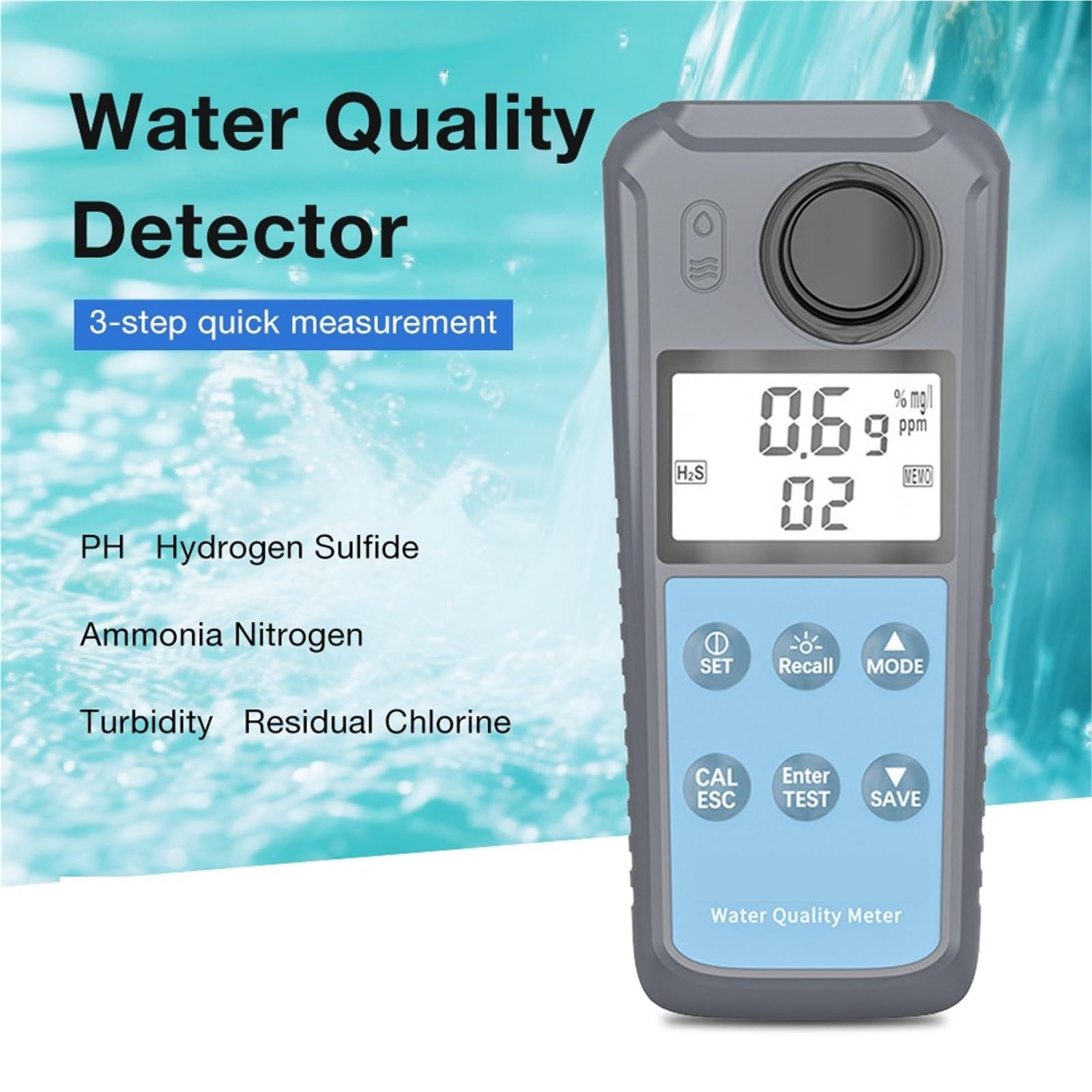 Compteur TDS, Turbidimètre numérique AE86063 (0-1000 NTU) : testeur de turbidité multiparamètre for Aquarium et Piscine