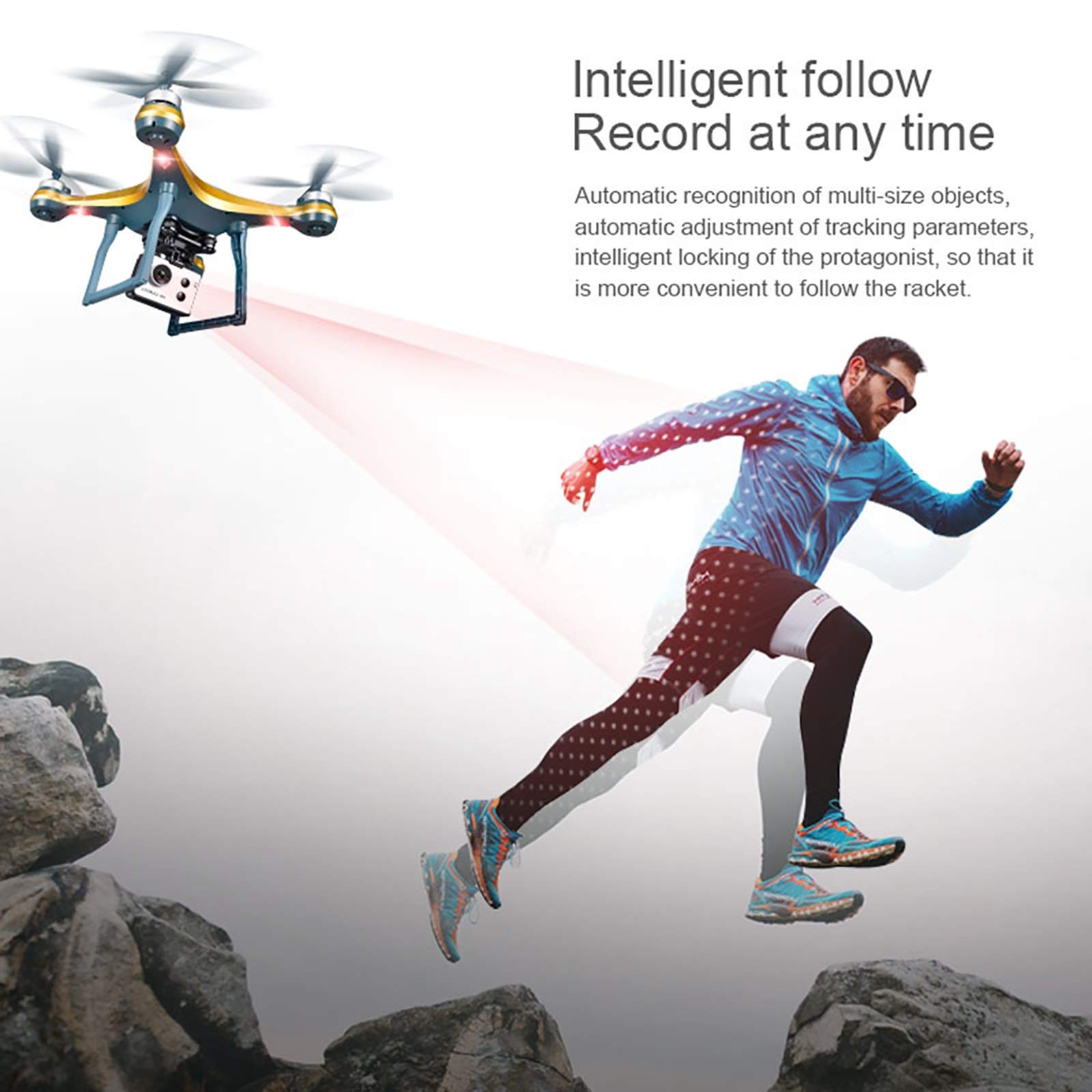 Dron GPS z szerokokątnym kątem 1080p, 170°, 90°, kamera HD, FPV WiFi Live-Video UAV, sekwencja Mir, wysoka jakość, 360° Surround, podwójna bateria (kolor: złoty)