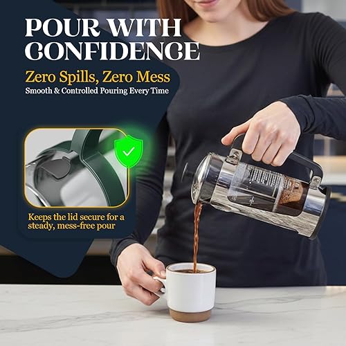 Miniatura 6 de Espro cafetera con prensa P5 – 32 onzas, de vidrio y acero inoxidable, FFP, Empaque original, 18 onza, Vidrio/Acero inoxidable Acero inoxidable