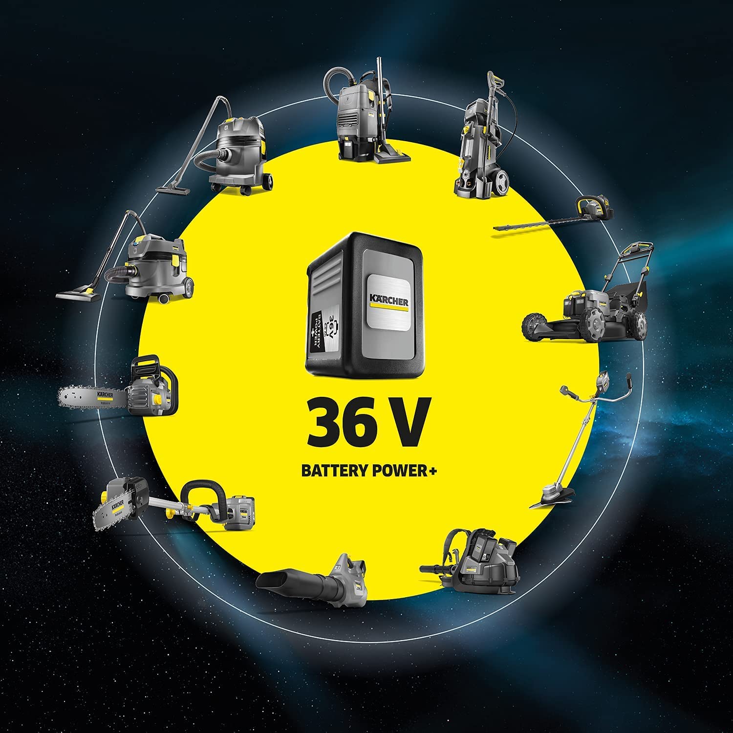 Kärcher, 36 V Cortabordes LTR 36-33, Velocidad de Corte 7000 r,p,m, con Correa, Compatible con batería 36 V de Kärcher, No Incluye batería, Amarillo, Diámetro de Corte 28-33 cm, Grosor del Hilo 2 mm