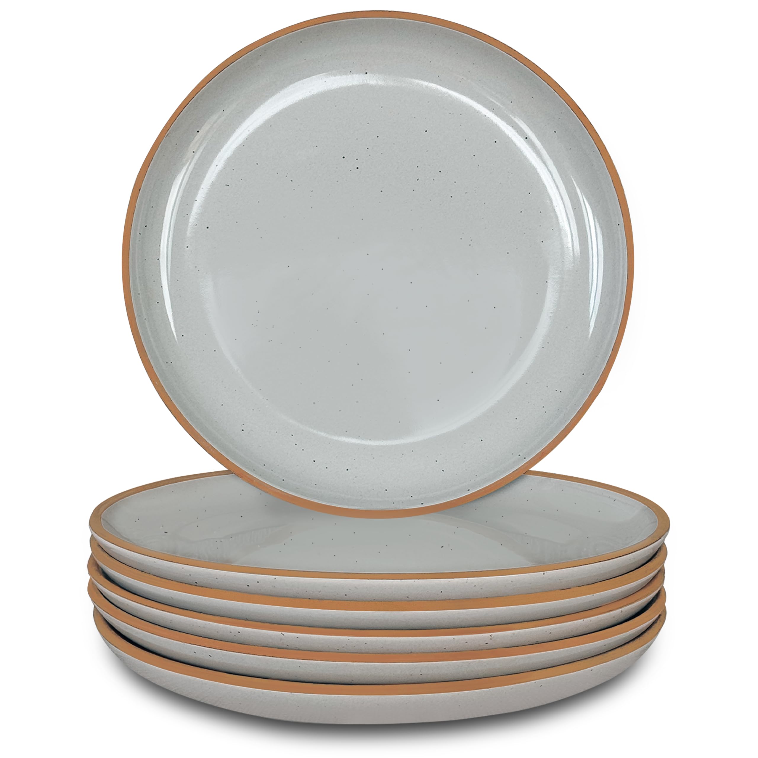 MORA CERAMICS HIT PAUSE Mora Ceramic Plates Set, 7.8in-Set of 6-The Dessert,Salad,Appetizer,Small Dinner etc Plate. Microwave, Oven,Dishwasher Safe, Scratch Resistant. Kitchen Porcelain Dish-Earl Grey