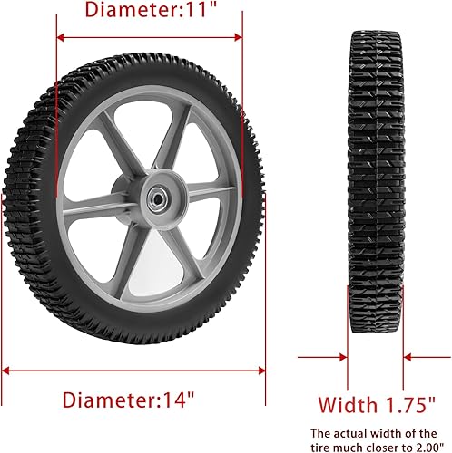 Miniatura 2 de Parts Camp Lawn Mower Wheel 14 x 1.75" Spoked Plastic Wheel and Tire Utility carts wheel Garden cart wheel Wheelbarrows wheel lawn carts wheel 12"