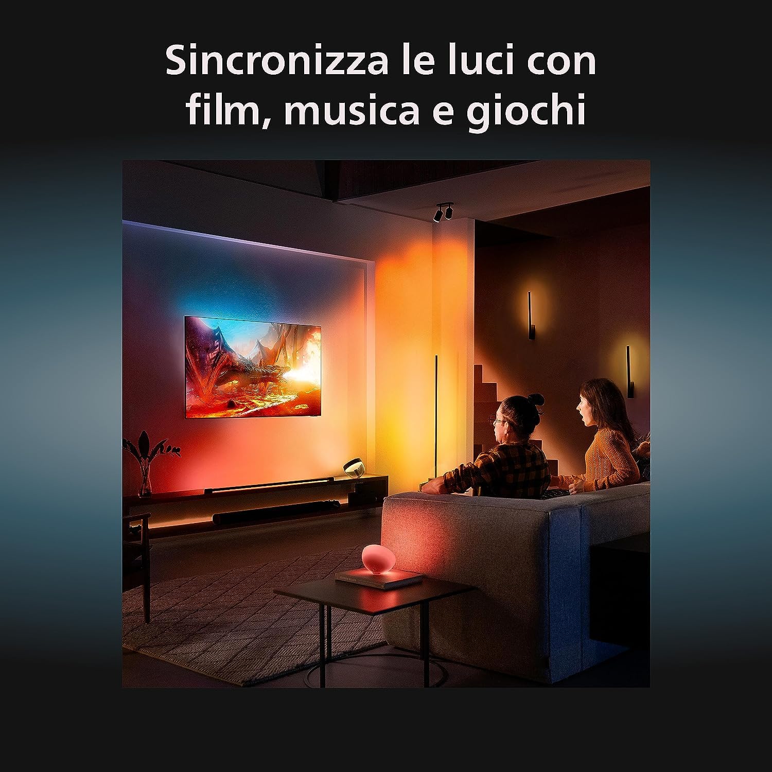 Philips Hue White and Color Ambiance Lampadina Smart 2 Pezzi, Attacco E27 Hue Bridge, Centro di Controllo del Sistema Hue