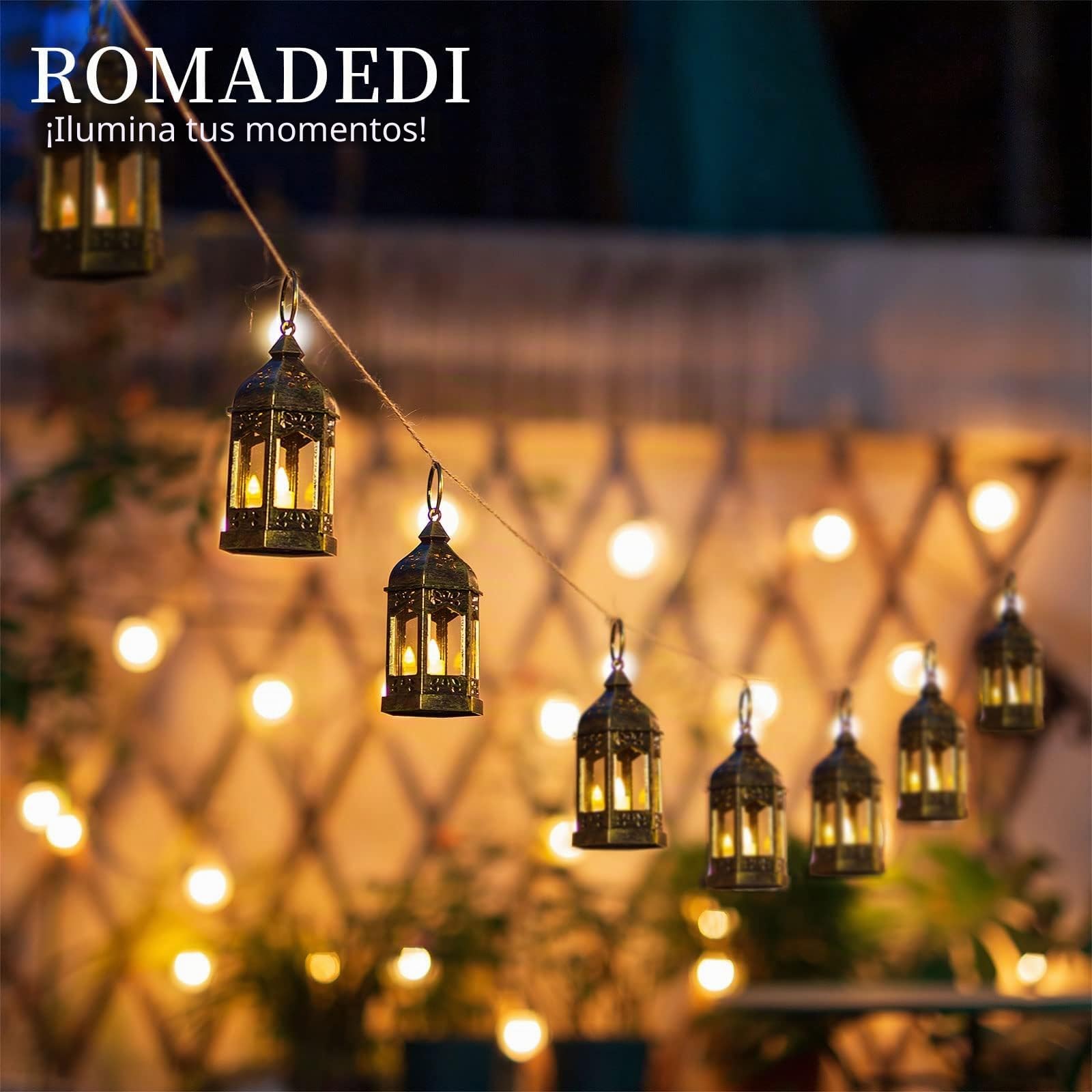 Romadedi Mini farol con velas LED, dorado, juego de 20 | Para colgar, para bodas, Ramadán, Navidad, jardín, balcón, exterior y decoración de mesa