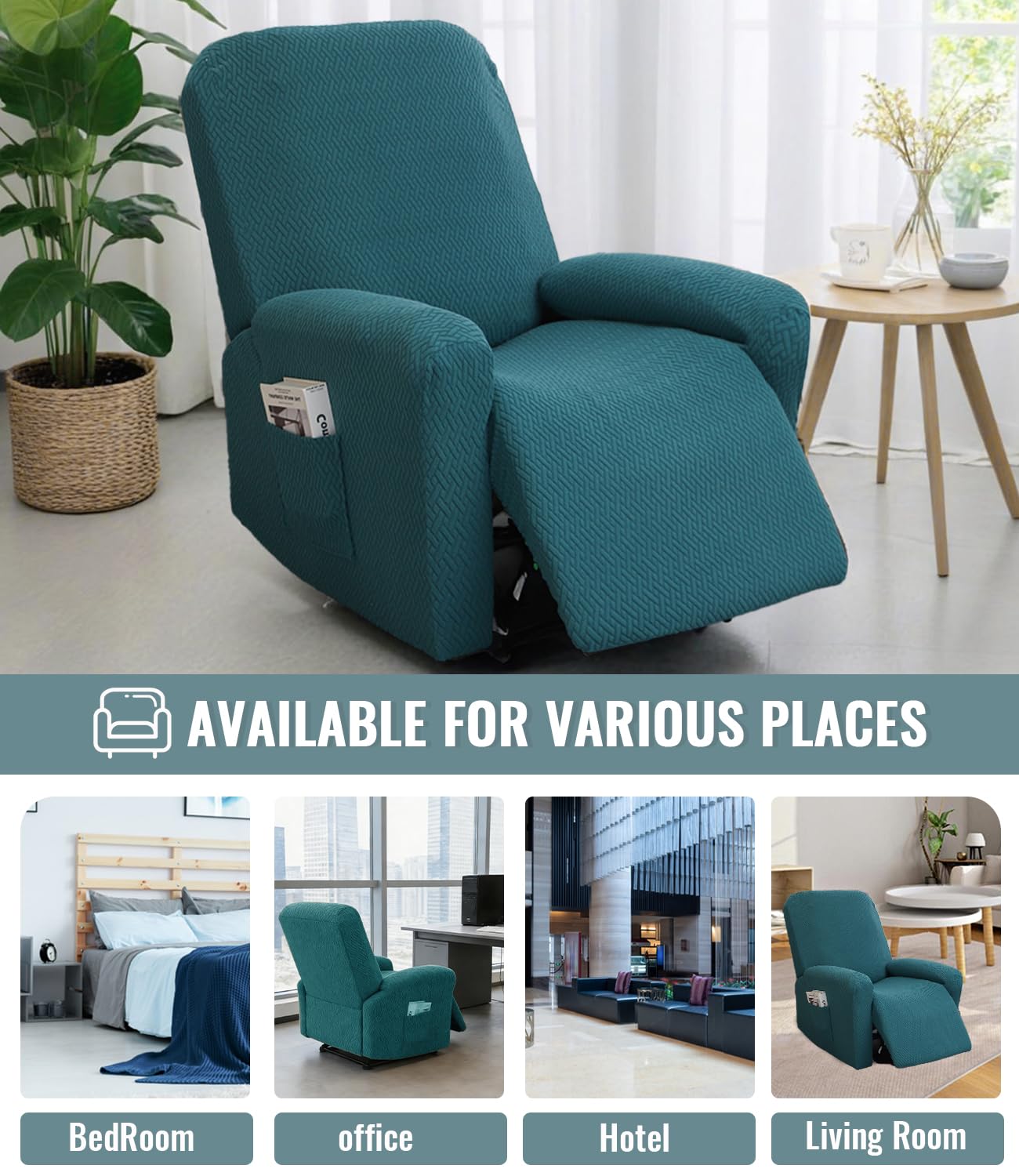Sessel Überzug, Sesselbezuge Stretch mit Taschen, All-Inclusive,