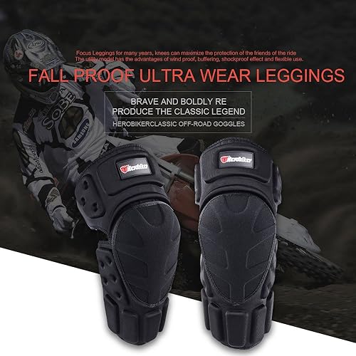 Miniatura 7 de herobiker Moto rodilleras negro motocicleta rodilleras de protección Motocicleta Motocross Bicicleta Pads Rodilla Pads Protector guardias