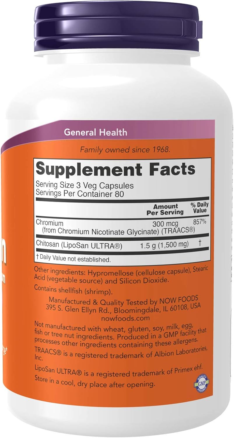 NOW Supplements, Chitosan 500 mg plus Chromium, Weight Management*, 240 Veg Capsules