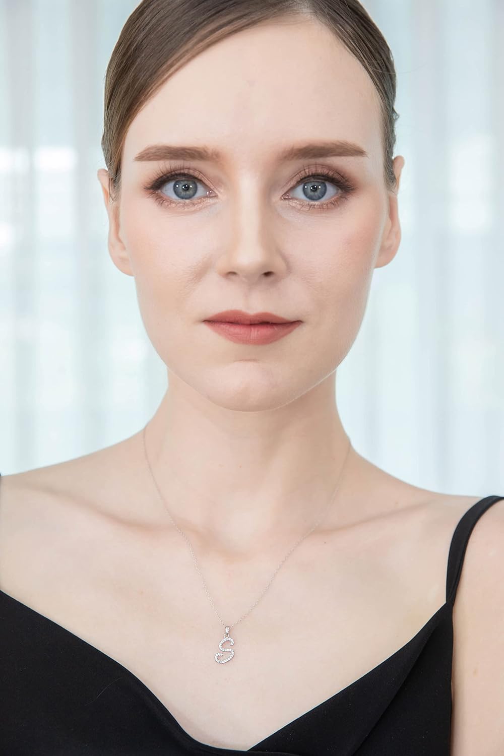 B. BRILLIANT Sterling Silver Cubic Zirconia Alphabet Letter Name Personalized Pendant CZ Initial Necklace for Women - Image 5