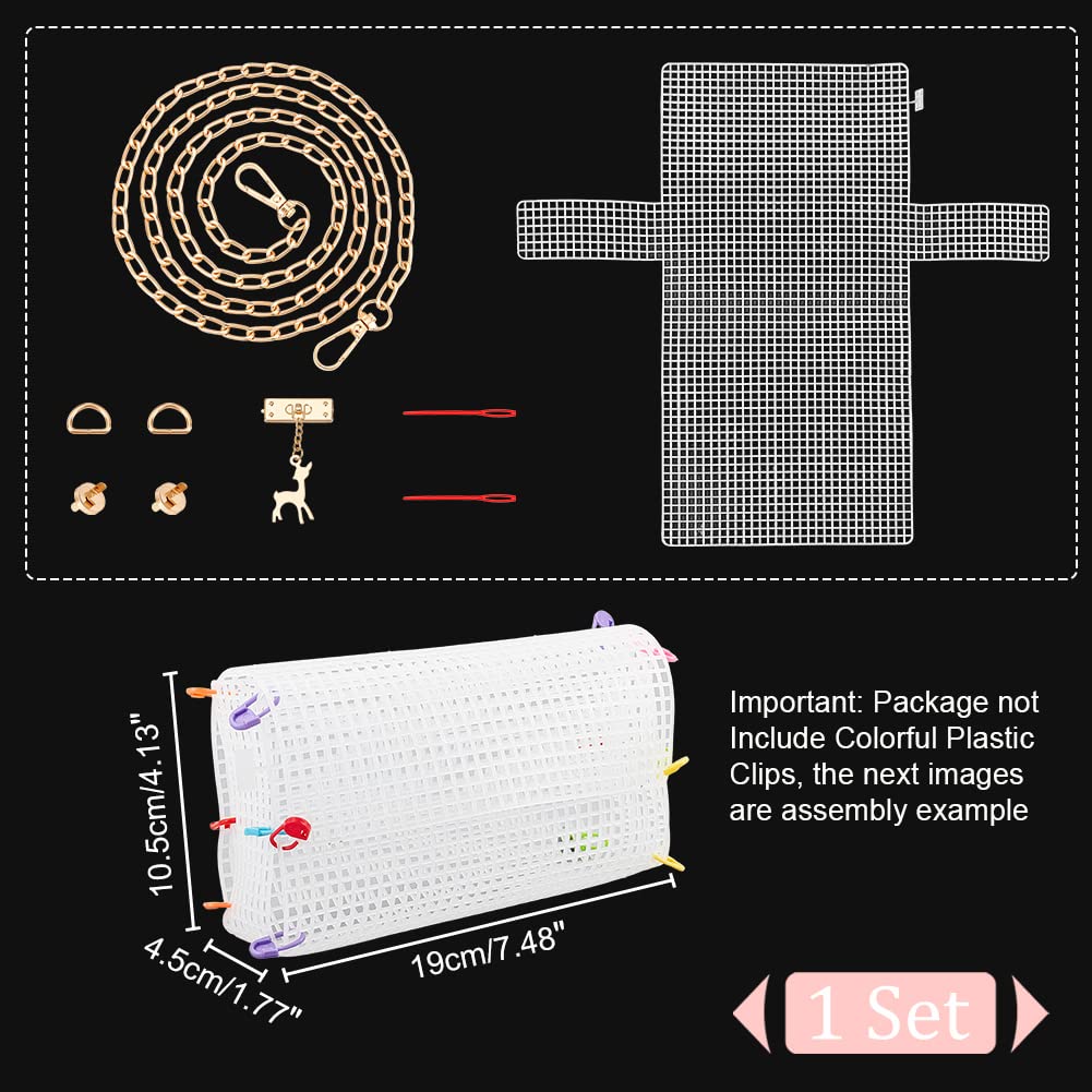 WADORN Embroidery Plastic Mesh Canvas Sheets, Blank Needlepoint Canvas Sheets DIY Crochet Bag Making Kit Handbag Cross Stitch Kits Clear Grid Bag Making Frame for Handmade Yarn Knit Crochet Projects