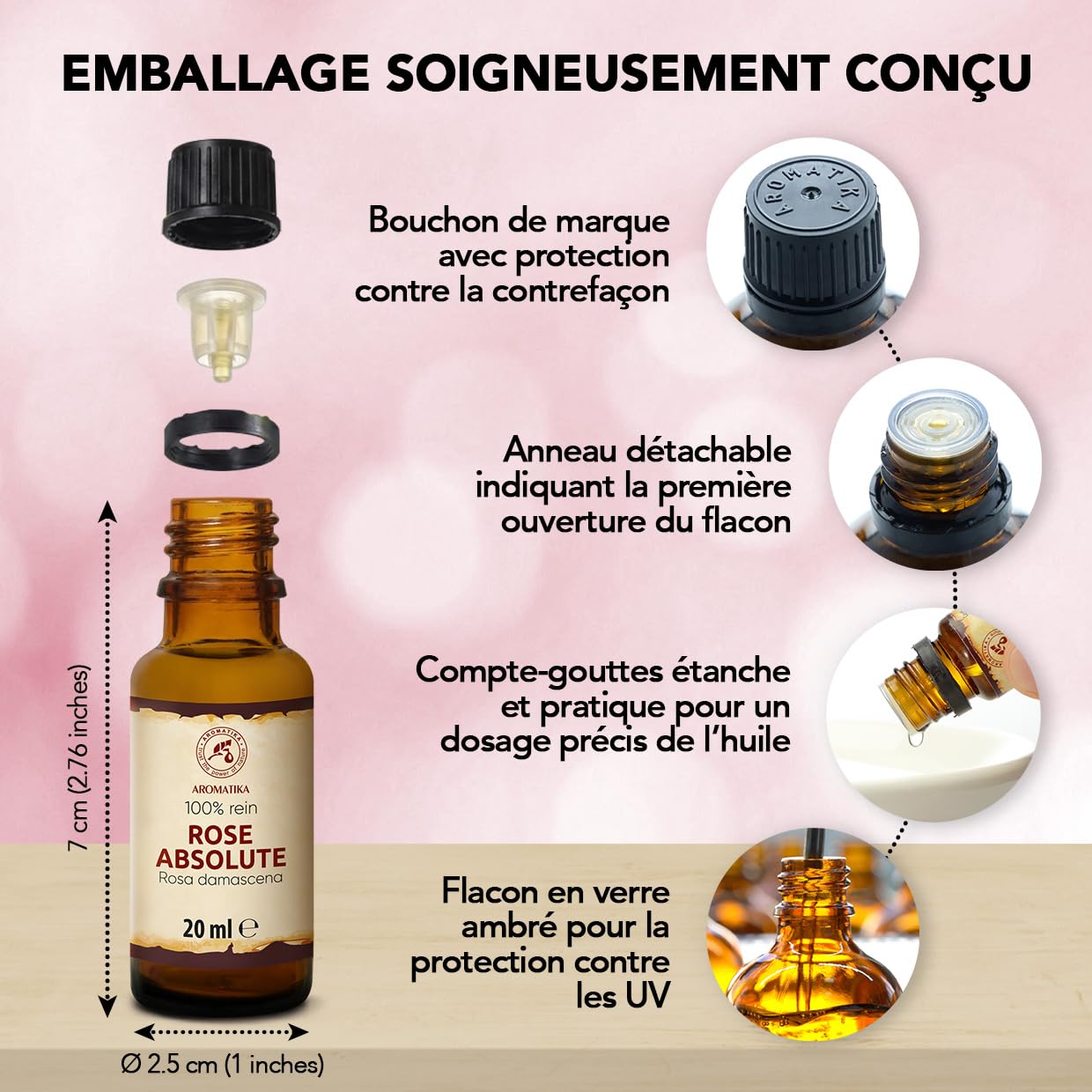 Absolue de Rose 20 ml - Huile pour Diffuseur d'Arômes et Lampe Aromatique