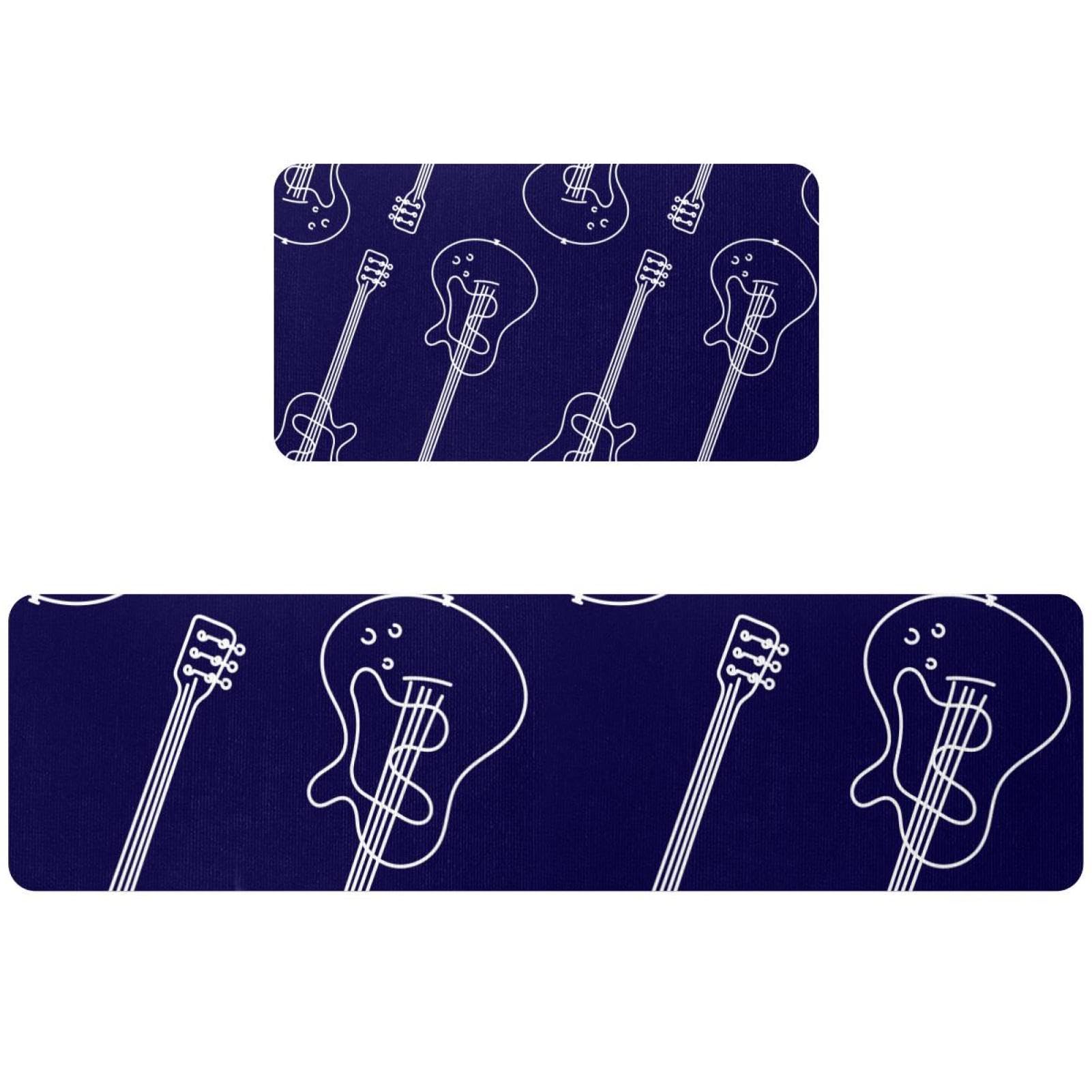 Tapis de cuisine antidérapant et lavable motif guitare