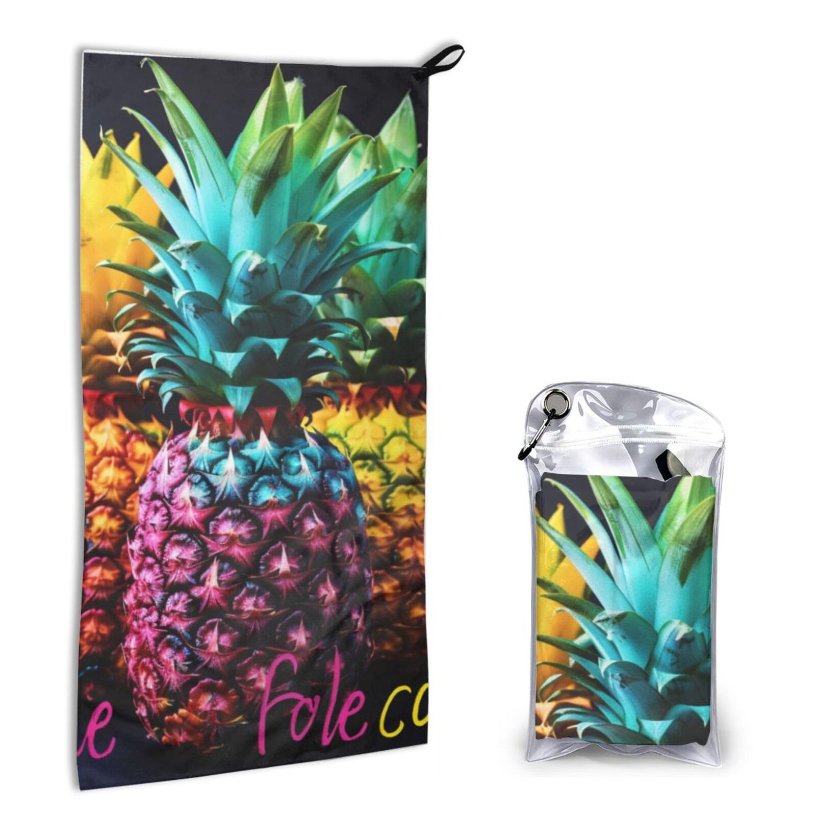 BWWHCCTI Quick Dry Hand Towel With Bag - Colorful Fruit Pineapple Printed Super Absorbent Face Cloth Microfiber Travel Sports Towels 40x80cm