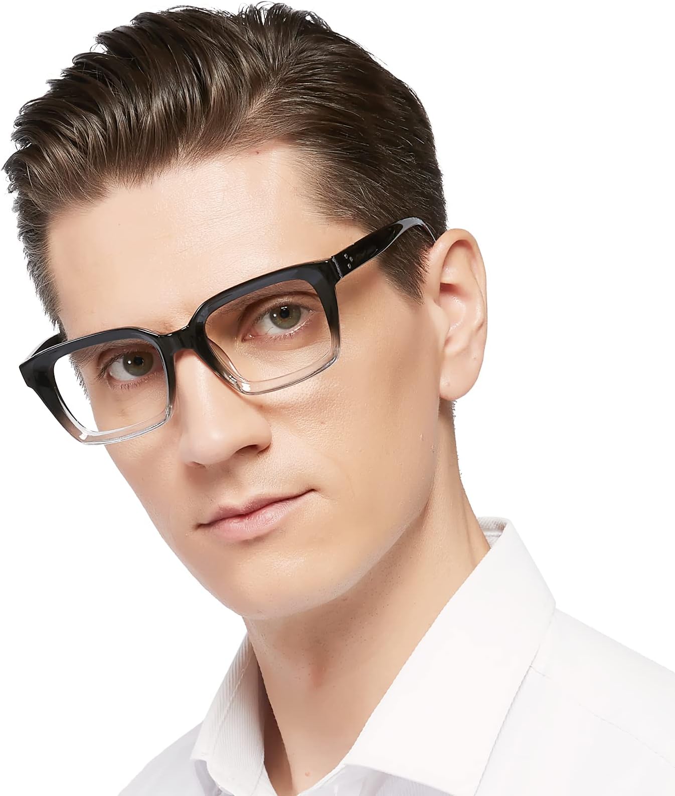 MARE AZZURO Retro Square Reading Glasses +1.50 Men Large Readers 1.0 1.25 1.5 1.75 2.0 2.25 2.5 2.75 3.0 3.5 4.0 5.0 6.0 (Black+clear, 1.50)