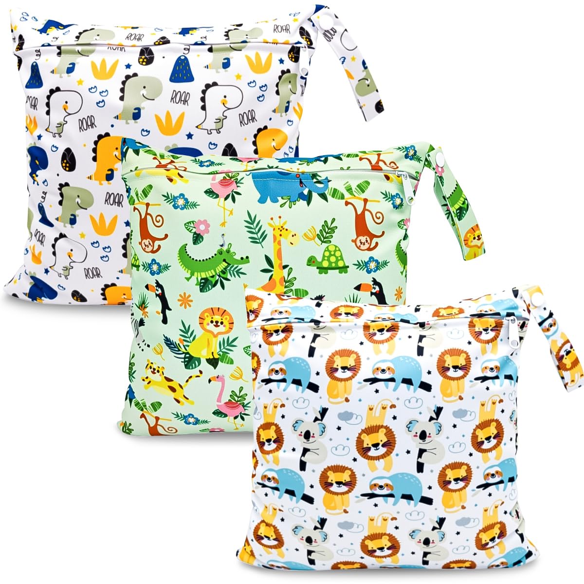 HOTLIKE Wetbag, Nassbeutel, 3 Stück Windeltasche Wickeltasche, Nasstaschen Wiederverwendbare Organiser Beutel Waschbar mit Reißverschluss für Baby Kleinkind Reisen Gym (Orange)
