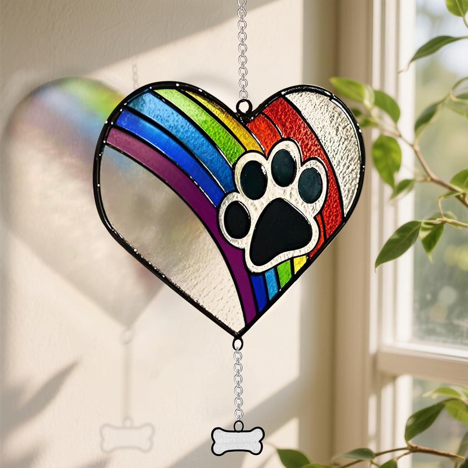 Stained Glass Rainbow Bridge Dog Memorial Gifts for Loss of Dog