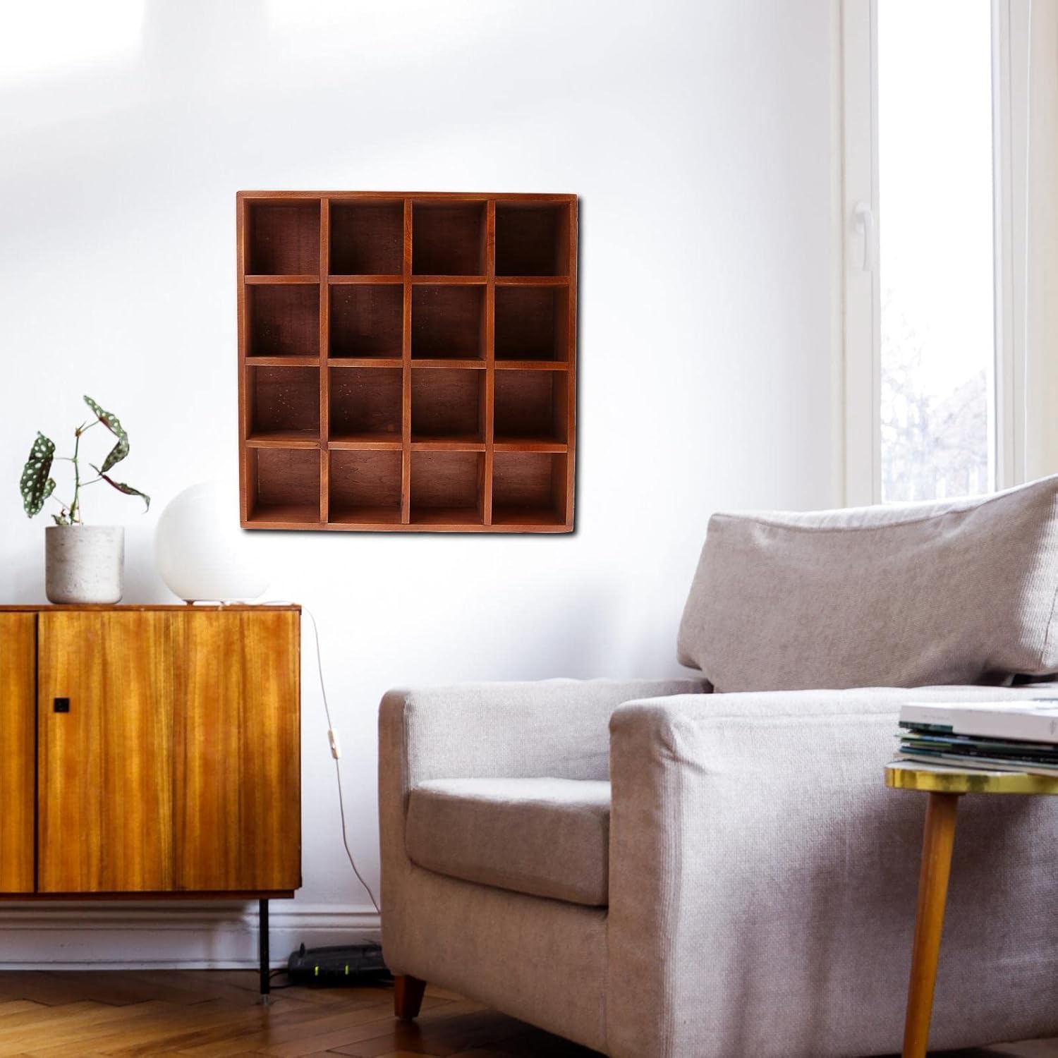 ARTISOUL® 16 Grids Style Wooden Wall Cabinet Shelf Cubby for Home Kitchen Organzation | Home Decor | Wall Shelves