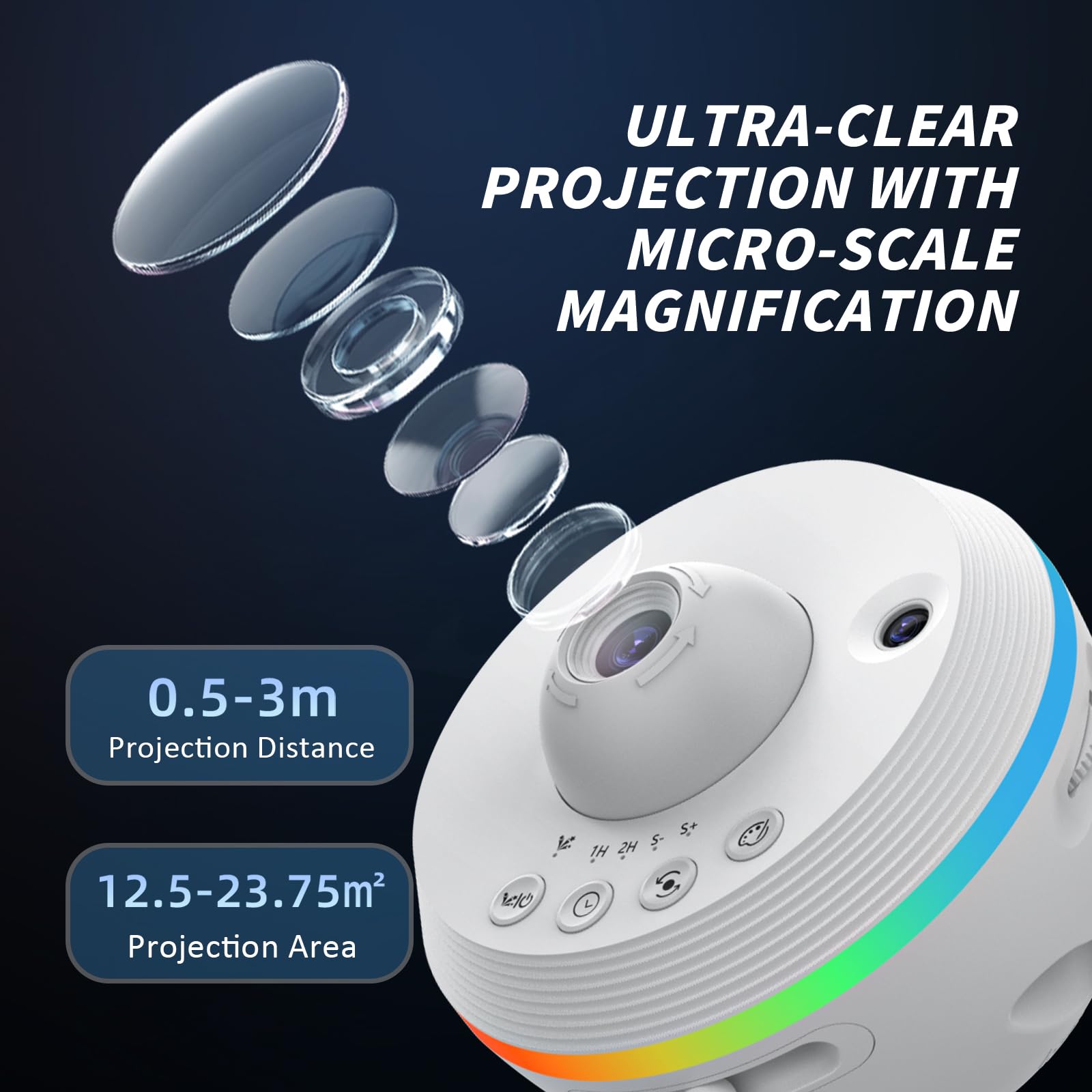 Ainael Proiettore Galassia, Proiettore Stelle Soffitto Planetaria Cielo Stellato Luce Notturna con Striscia Luminosa, Meteor and Galaxy Projector per Bambini Adulti Camera Regalo Compleanno Natale