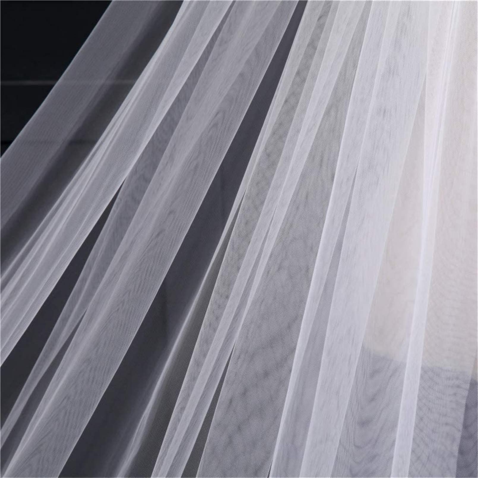 Großer 3/4/5M Schleppender Langer Hochzeitsschleier mit Kamm, Kathedrale Elegante 2-Stufige Brautschleier mit Spitze Pailletten Rand Weicher Tüll Brautkleid Zubehör für Damen