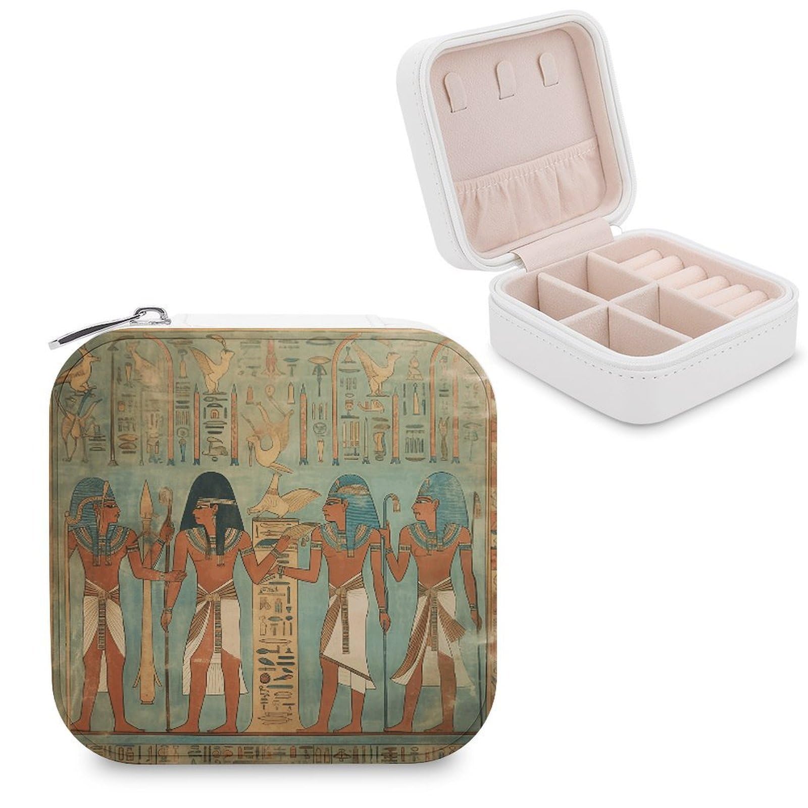 VstaDank Women in Ancient Egypt Jewelry Box for Women Custom Travel Jewelry Case Personalized Travel Jewelry Boxes Small Portable Jewelry Organizer Box for Rings Necklaces Bracelets Earring