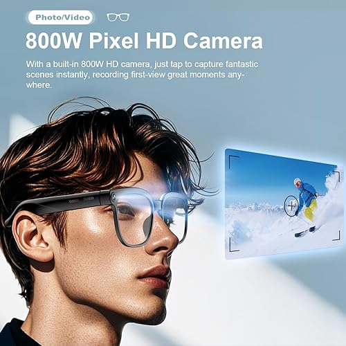 Miniatura 3 de Lentes inteligentes AI con cámara y audio, lentes de cámara HD de 8 MP para hombres y mujeres, gafas de sol para grabación de video 1080P,