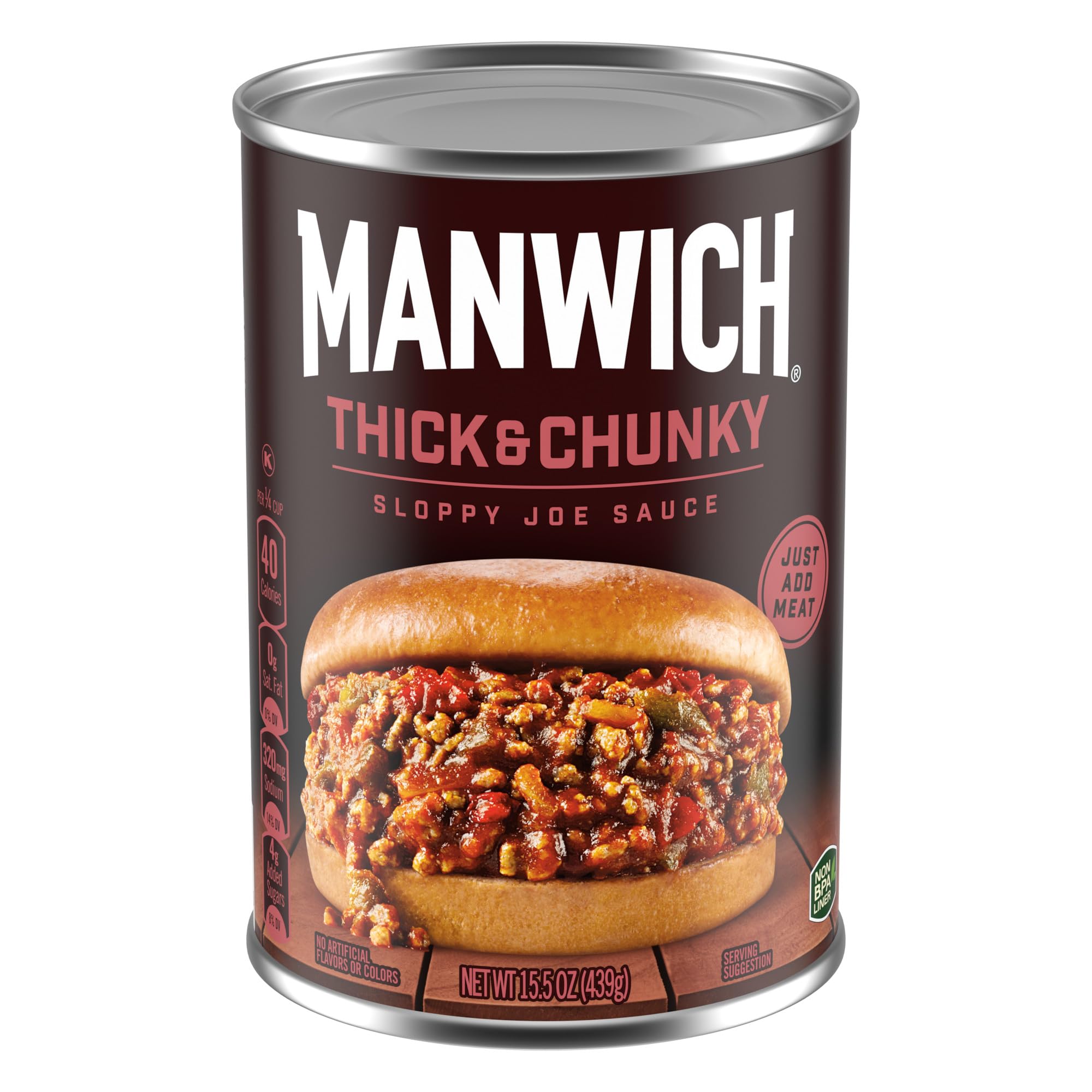 MANWICHSloppy Joe Sauce, Thick and Chunky, Canned Sauce, 15.5 oz.