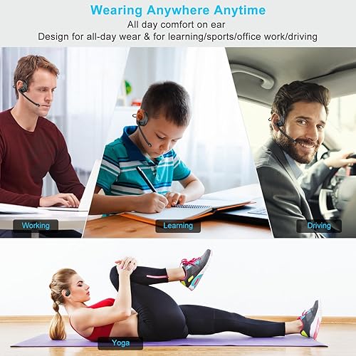 Miniatura 8 de iDIGMALL Auriculares Bluetooth 5.3 con micrófono desmontable magnético, auriculares inalámbricos de oído abierto con micrófono de cancelación de