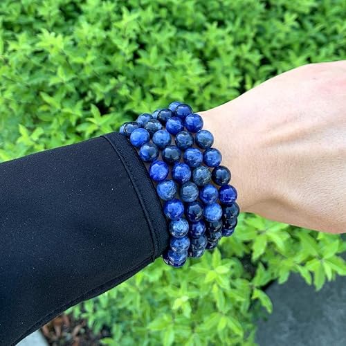 Miniatura 4 de Sodalite Bracelet 8mm Blue White Round Stretch Genuine Gemstone Crystal Healing Handmade Holiday Casual Style