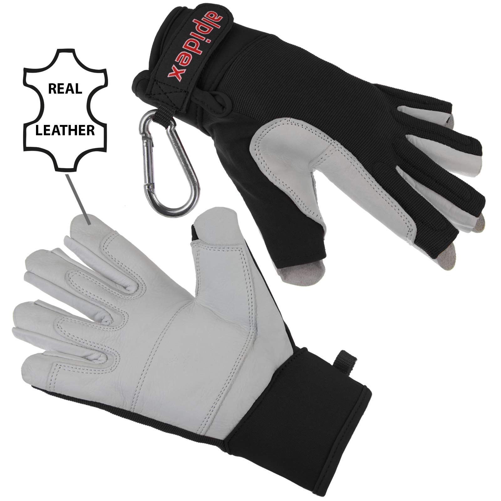 ALPIDEX Guantes de Escalada Unisex de Cuero auténtico
