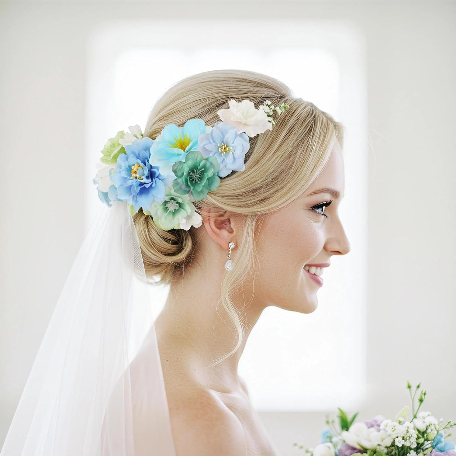 ATTGREAT 210Pcs Mini Silk Flower Heads Bulk Crafts Petals Decorations, Blue image 5