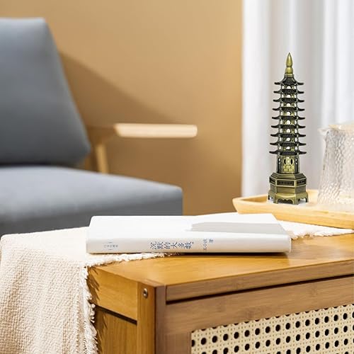 Miniatura 5 de Honbay 1 pieza de aleación de metal WenChang Torre Modelo Estatua Feng Shui Decoración Budismo Templo Decoración Jardín Miniatura para Oficina Hogar