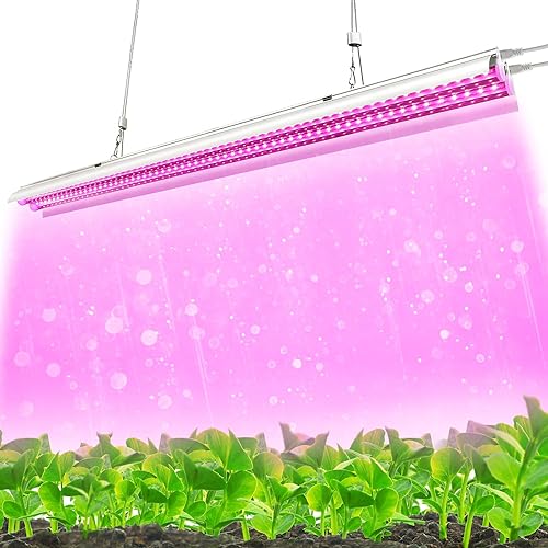 Monios-L Grow Light, LED Plant Light for Indoor Plants, Full Spectrum, T5 4FT 60W Dual Growing Strips with Hanging System, Individual ON/Off Switch for Seed Starting/Hydroponic/Veg