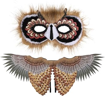 Toddmomy Owl Costume Set, Owl Wings Mask Bird Wing Eagle Hawk Cosplay Halloween Bird Costume Party Performance Prop for Kids Boys Girls