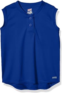 Soffe Girls' Dri 2-Button Henley Shirt, Royal, L